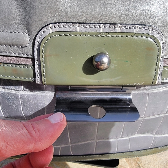 Coach Kristen Spectator Hobo Gray Leather With Croc Embossed Front - Picture 4 of 16